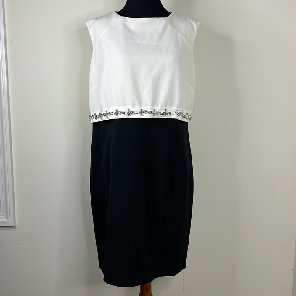 JOANNA HOPE White/Black Embellished Dress L
